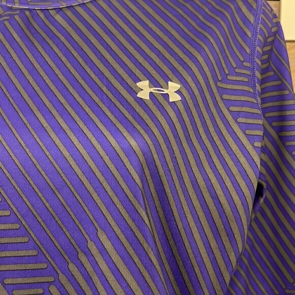 Under Armour Women’s Purple/Gray HeatGear Long Sleeve Striped Pullover-large - Picture 4 of 16
